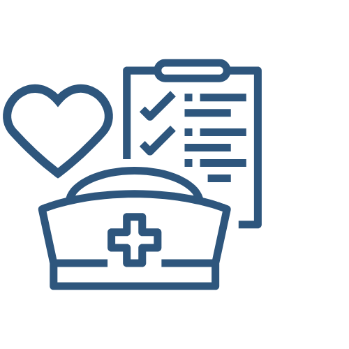 Icon nursing with heart and chart